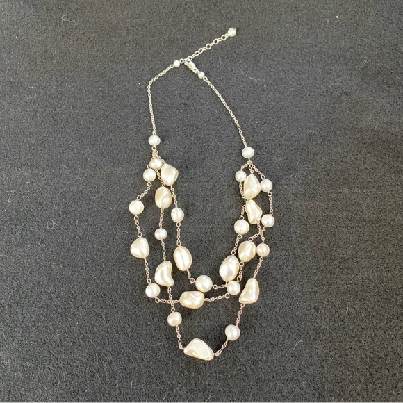 Natural Freshwater Pearl Necklace, Pearl three Strand Necklace - Picture 1 of 9